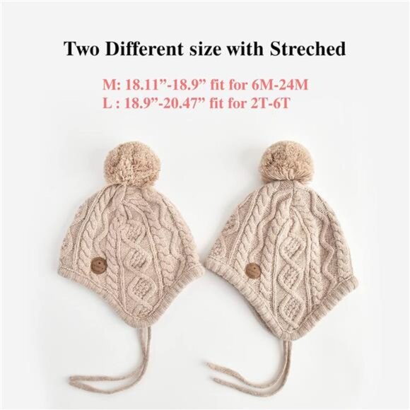 SOMALER Toddler Baby Boys Girls Winter Hat Kids Ear Flap Warm Fleece Lined Knit - Picture 4 of 6